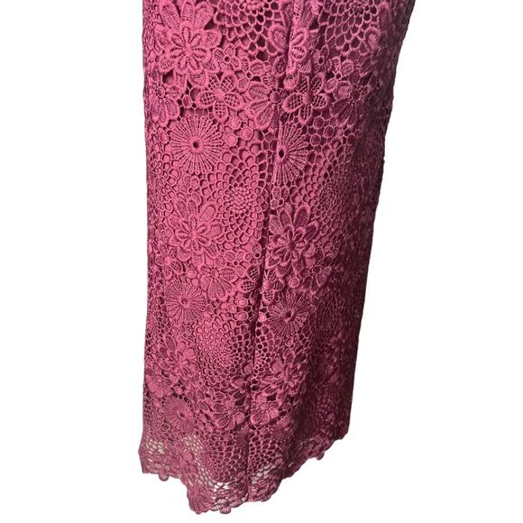 WAYF Randy burgundy crochet lace mini dress high neck cocktail party boho - Picture 11 of 13